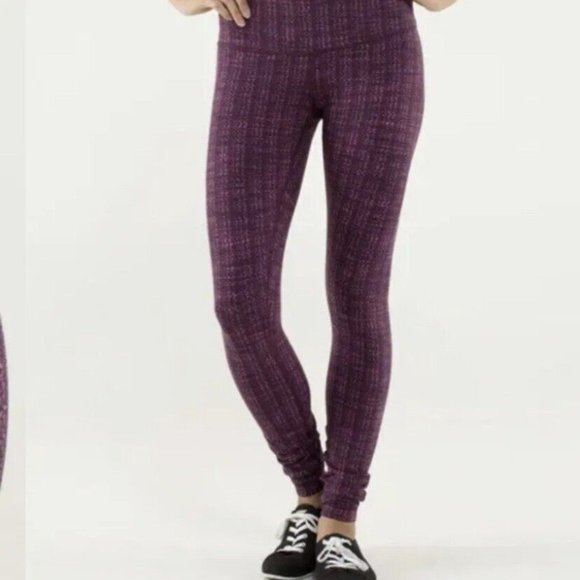 Lululemon  Wunder Under Ziggy Wee Pink Purple Compression Leggings Inkwell  sz 4 - Picture 1 of 17